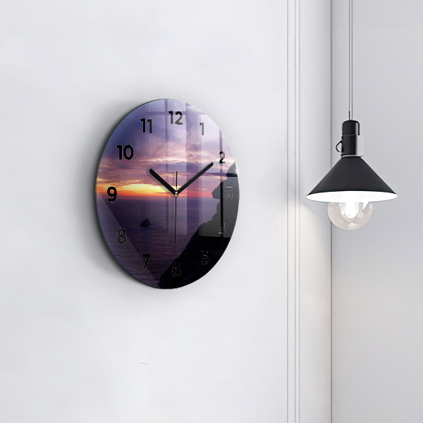 Round glass clock Stone head