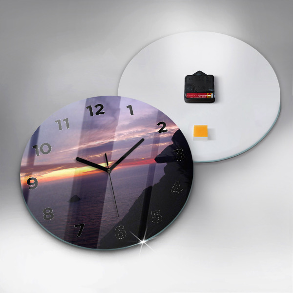 Round glass clock Stone head