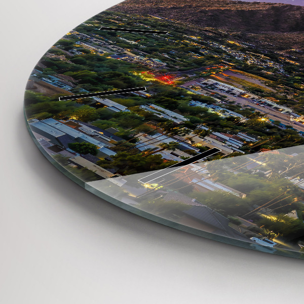 Round glass clock Mountain Landscape