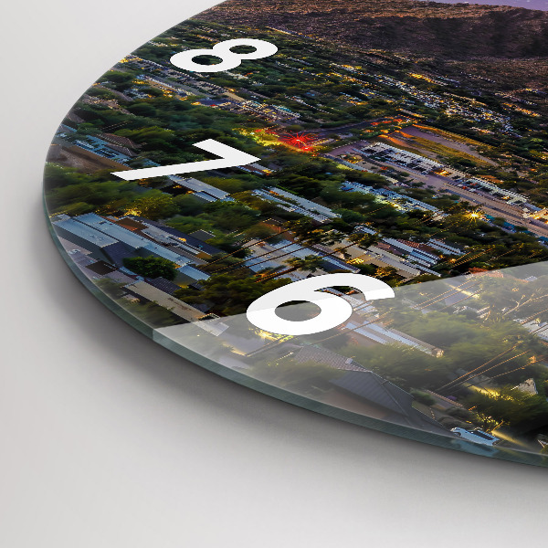 Round glass clock Mountain Landscape