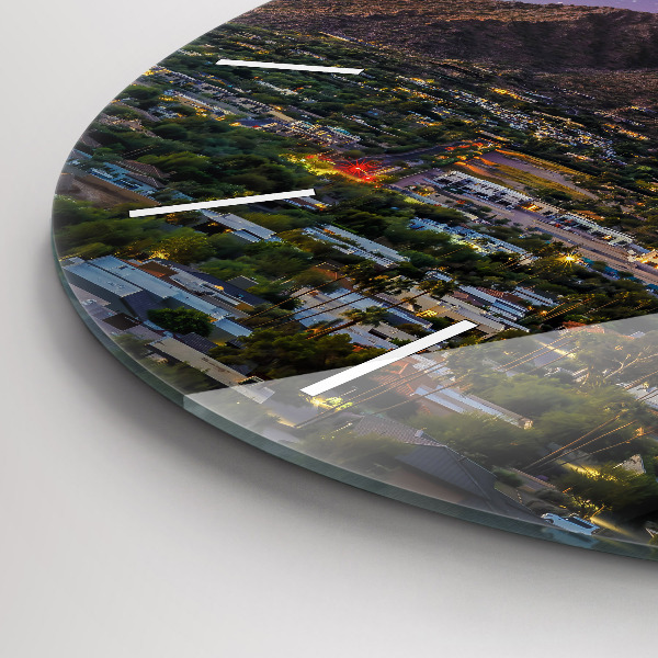 Round glass clock Mountain Landscape