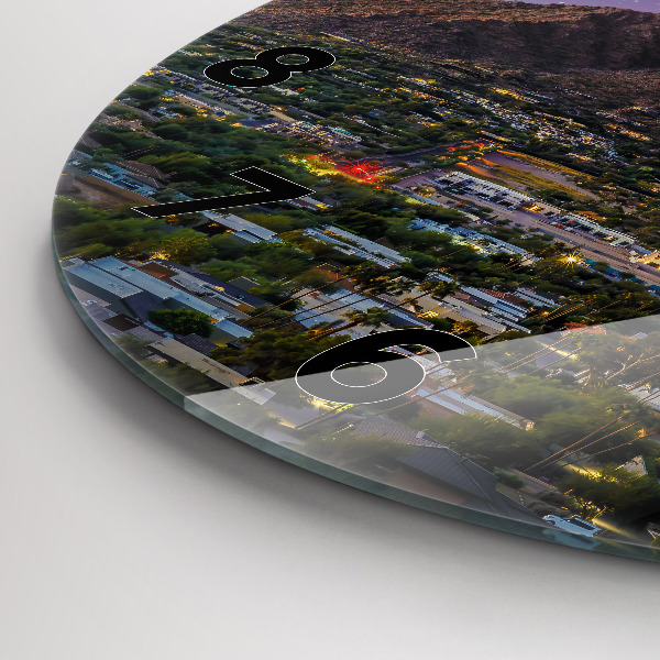 Round glass clock Mountain Landscape