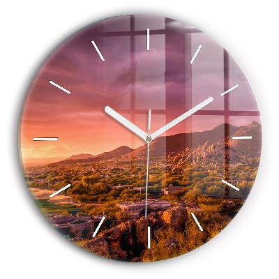 Round glass clock North Scottsdale Sunset