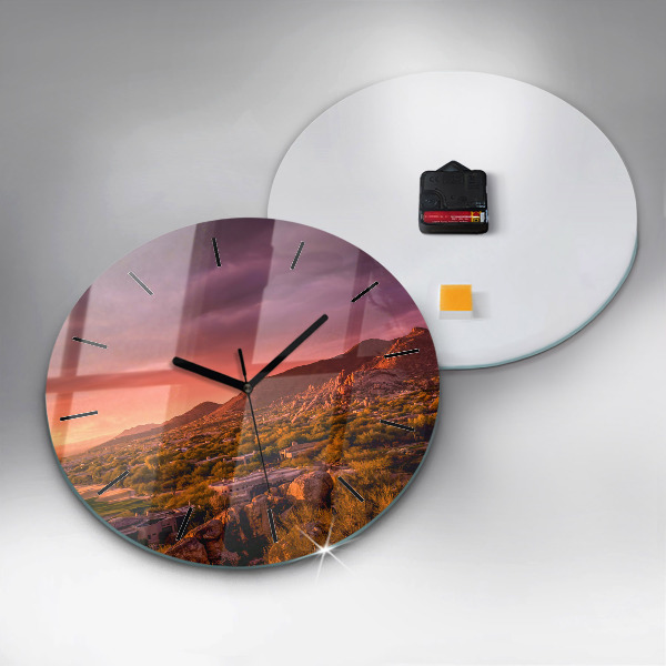 Round glass clock North Scottsdale Sunset