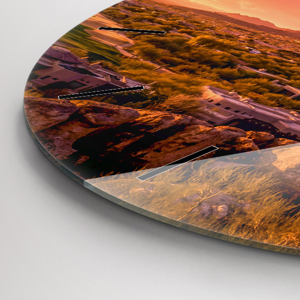 Round glass clock North Scottsdale Sunset