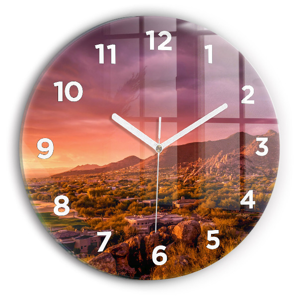 Round glass clock North Scottsdale Sunset