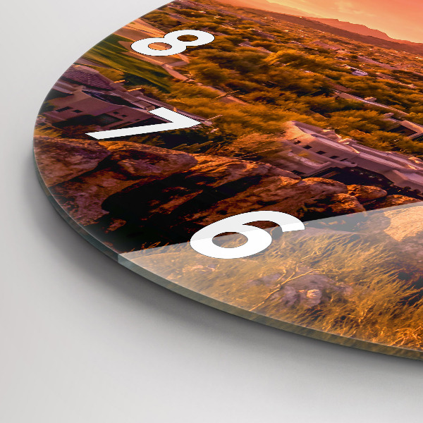 Round glass clock North Scottsdale Sunset