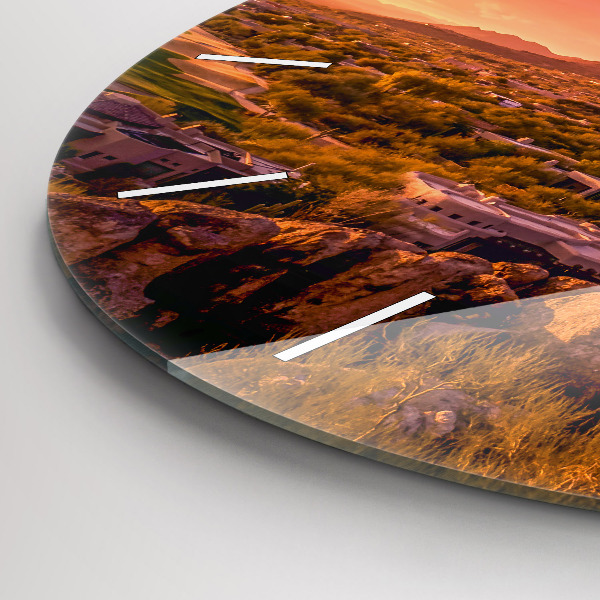 Round glass clock North Scottsdale Sunset