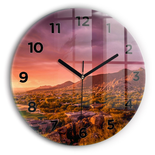 Round glass clock North Scottsdale Sunset