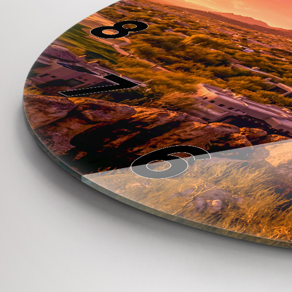 Round glass clock North Scottsdale Sunset