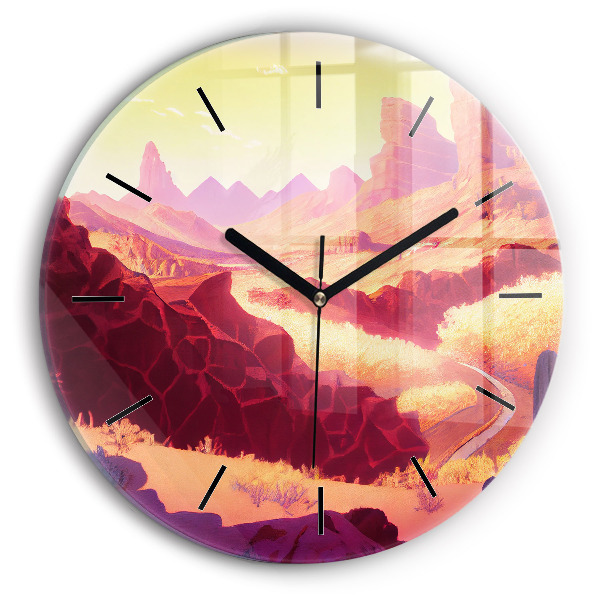 Round glass clock Arizona Desert