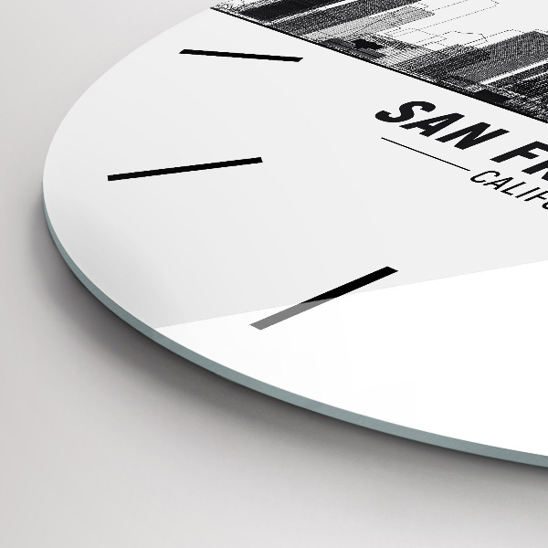 Round glass clock San Francisco Skyline