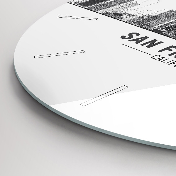 Round glass clock San Francisco Skyline