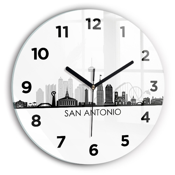 Round glass clock City of San Antonio Texas