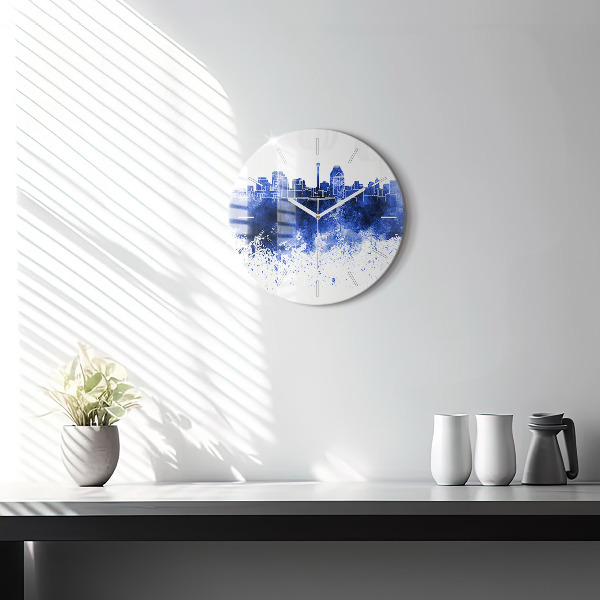 Round glass clock San Antonio Watercolors