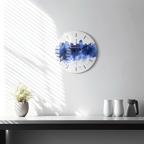 Round glass clock San Antonio Watercolors