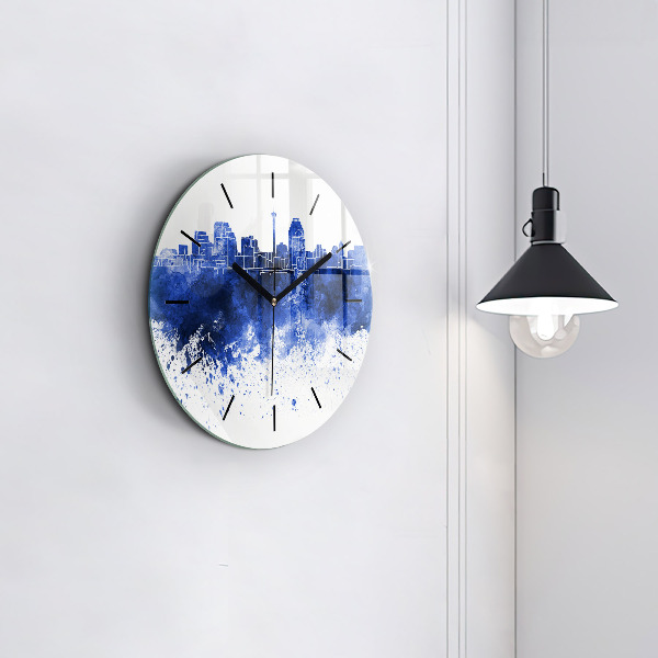 Round glass clock San Antonio Watercolors