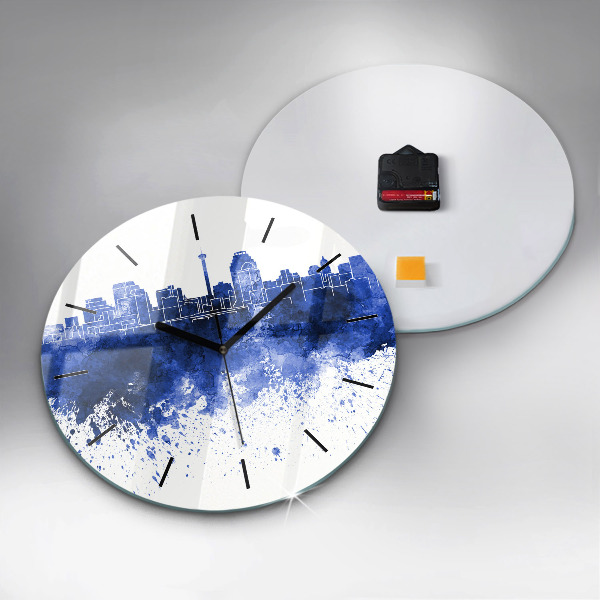 Round glass clock San Antonio Watercolors