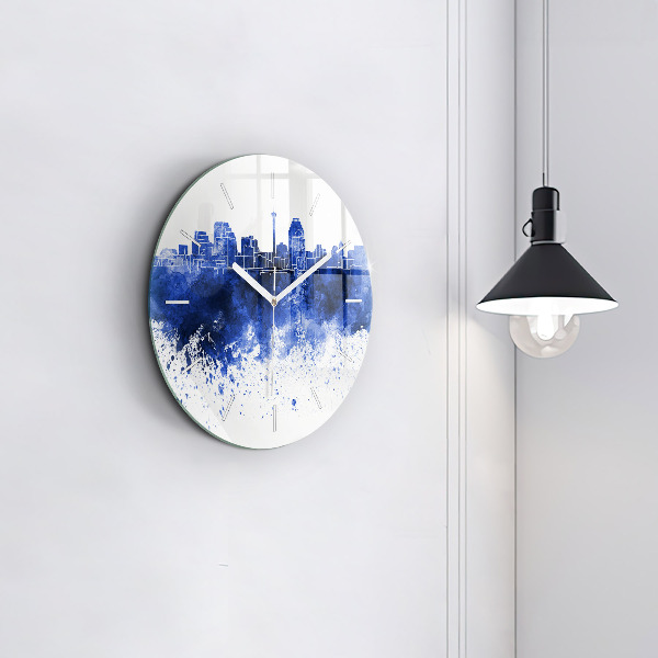 Round glass clock San Antonio Watercolors