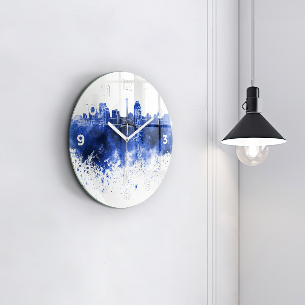 Round glass clock San Antonio Watercolors