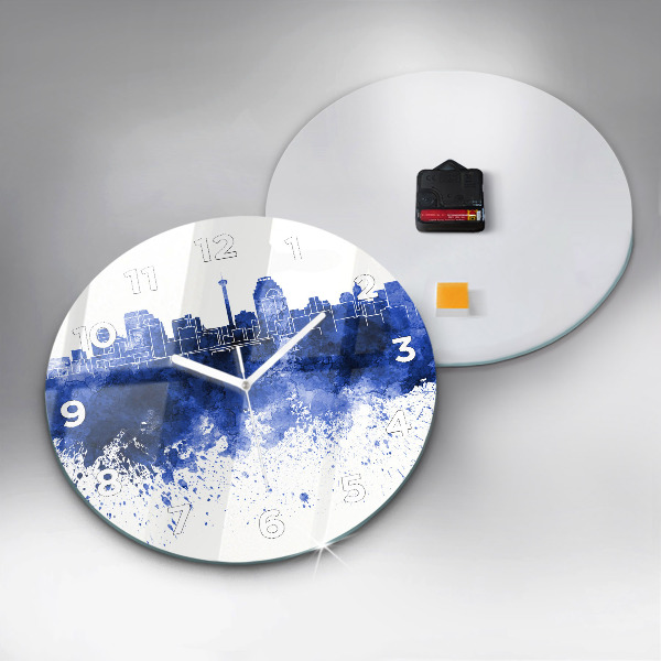 Round glass clock San Antonio Watercolors