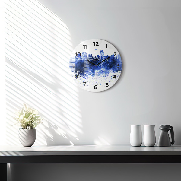 Round glass clock San Antonio Watercolors