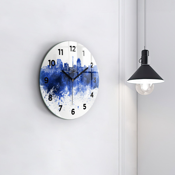 Round glass clock San Antonio Watercolors