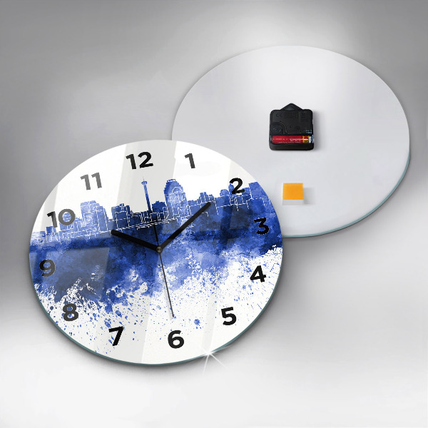 Round glass clock San Antonio Watercolors