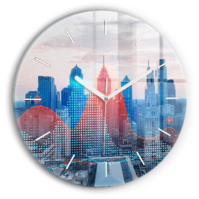 Round glass clock Skyscrapers in Philadelphia