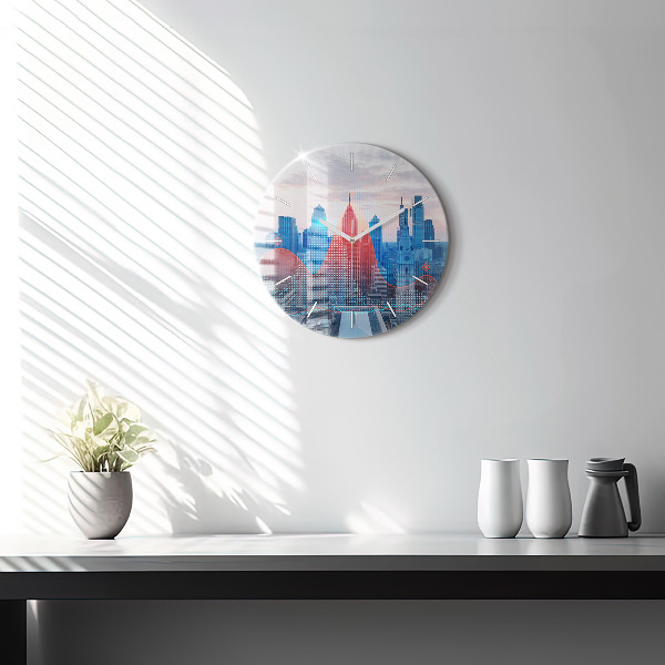 Round glass clock Skyscrapers in Philadelphia