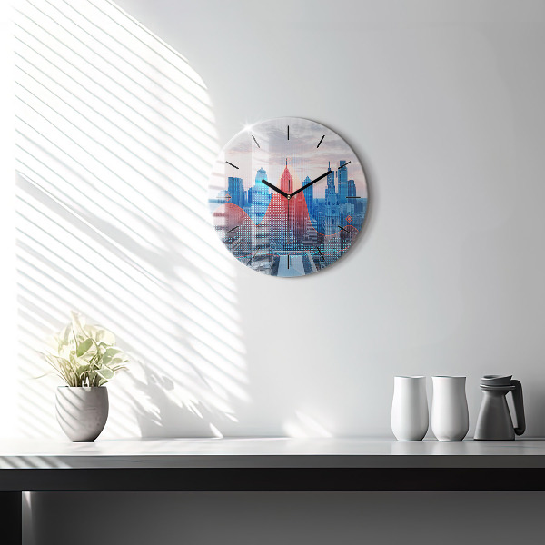 Round glass clock Skyscrapers in Philadelphia