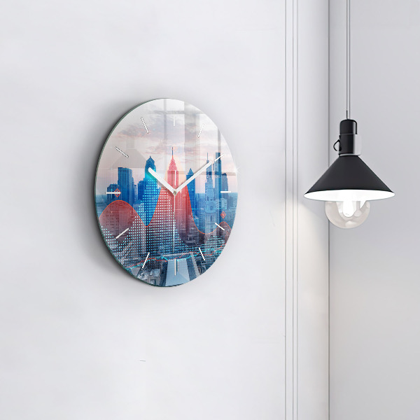 Round glass clock Skyscrapers in Philadelphia