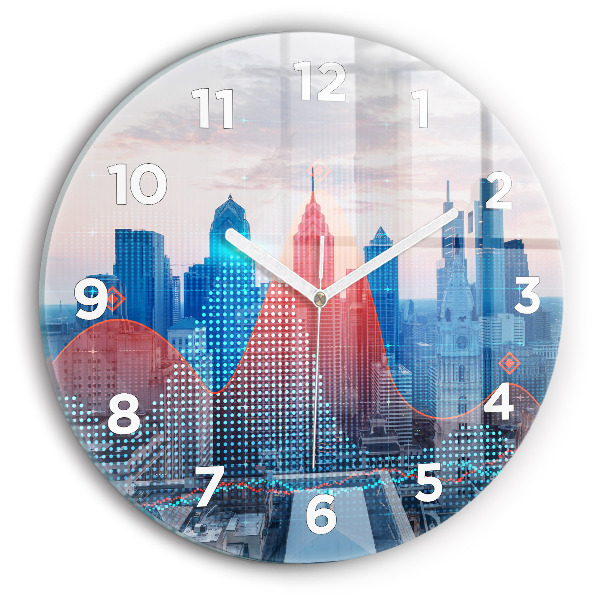 Round glass clock Skyscrapers in Philadelphia