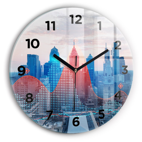 Round glass clock Skyscrapers in Philadelphia