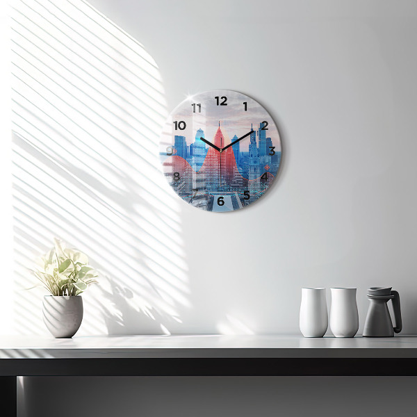 Round glass clock Skyscrapers in Philadelphia