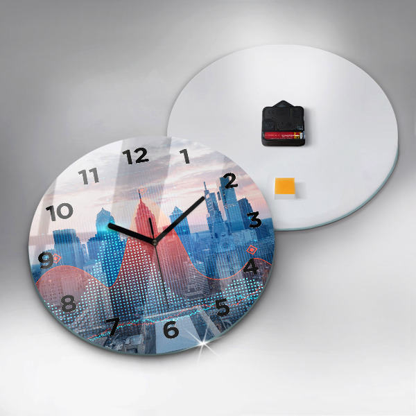 Round glass clock Skyscrapers in Philadelphia