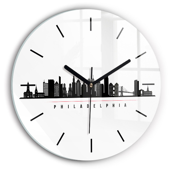 Round glass clock Philadelphia illustration