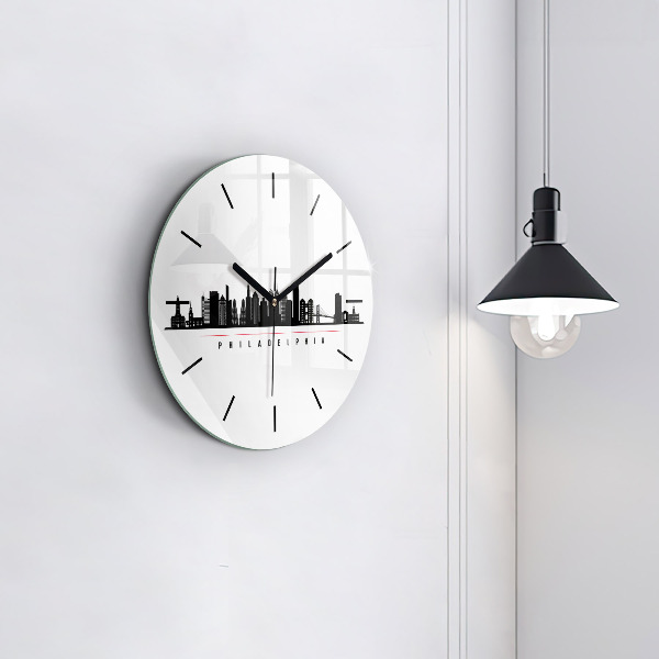 Round glass clock Philadelphia illustration