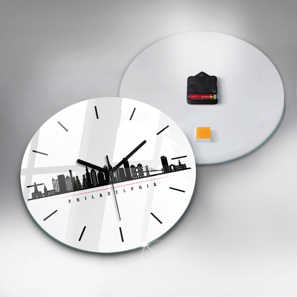 Round glass clock Philadelphia illustration