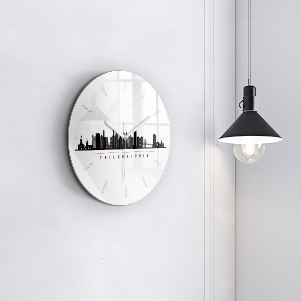 Round glass clock Philadelphia illustration