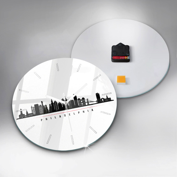 Round glass clock Philadelphia illustration