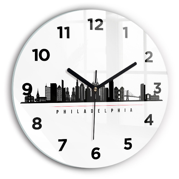 Round glass clock Philadelphia illustration