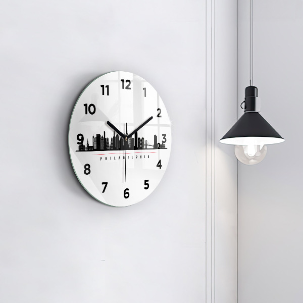 Round glass clock Philadelphia illustration