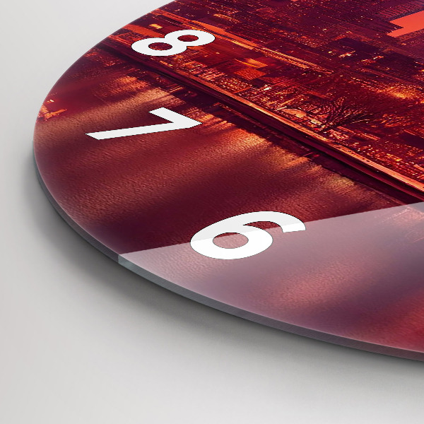 Round glass clock Philadelphia City at Night