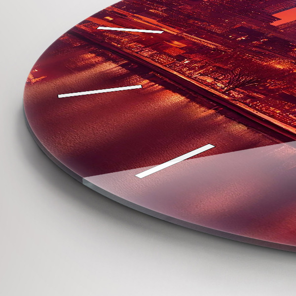 Round glass clock Philadelphia City at Night