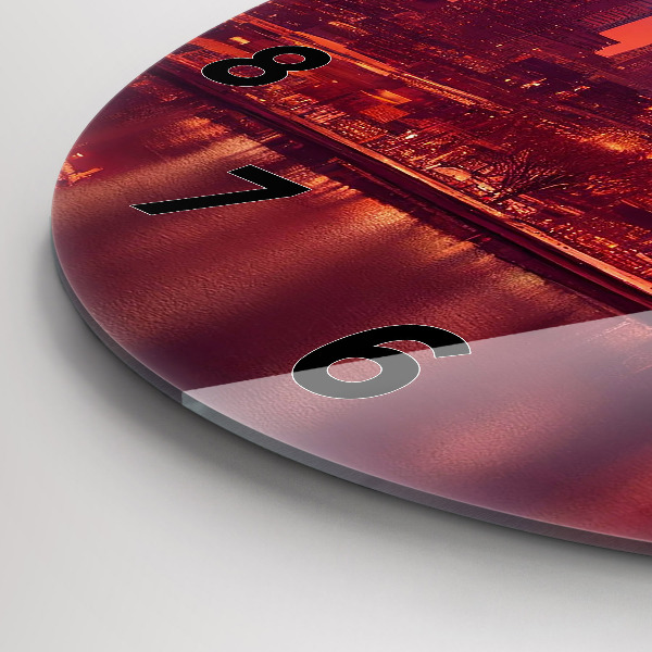 Round glass clock Philadelphia City at Night