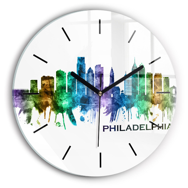Round glass clock Colorful Philadelphia