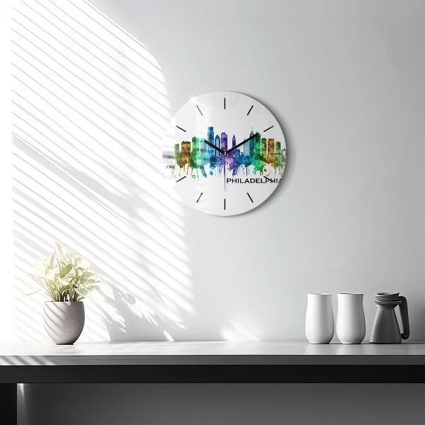 Round glass clock Colorful Philadelphia