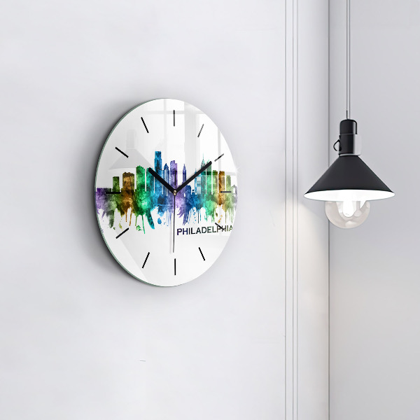 Round glass clock Colorful Philadelphia