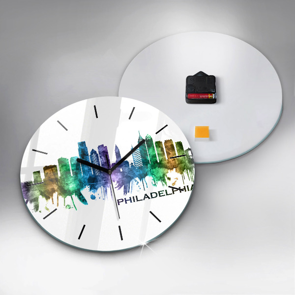 Round glass clock Colorful Philadelphia